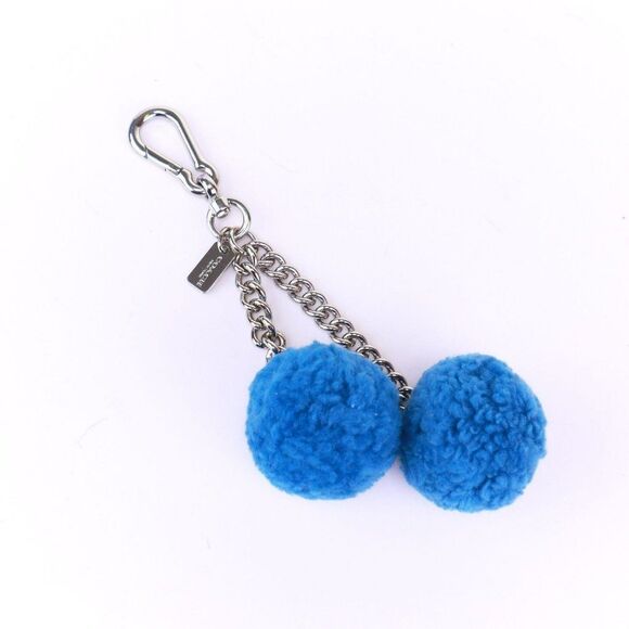NWT Coach Sherling POM POM Key Chain Bag Charm PEACOCK - Picture 4 of 4